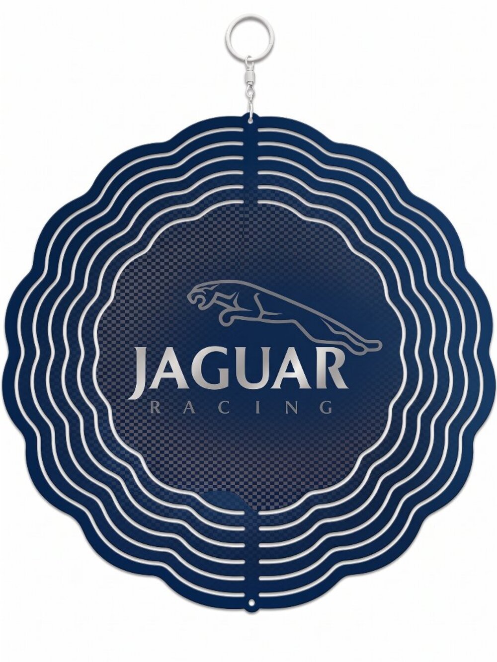 10" Jaguar Racing Logo Kinetic Wind Spinner - Blue Metal Hanging Yard Decor